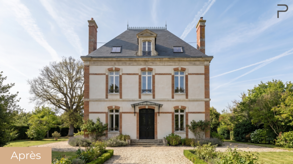 Visuel 3D rénovation extérieure maison bourgeoise Saint-Lô - Planema